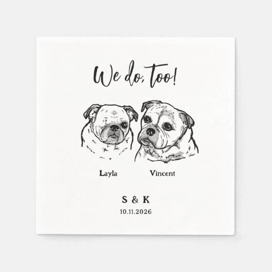 Serviette En Papier Mariage de 2 chiens (Devant)