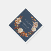 Serviette En Papier Mariage de automne bleu de la marine (Coin)