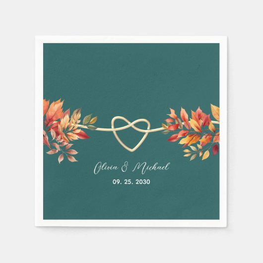 Serviette En Papier Mariage de automne Boho turquoise (Devant)
