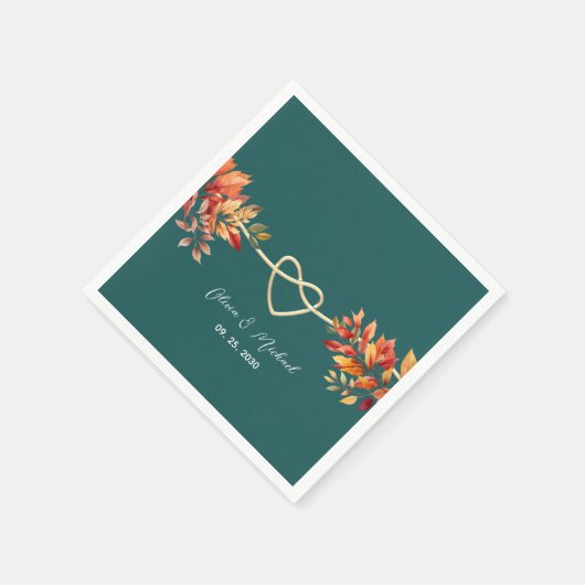 Serviette En Papier Mariage de automne Boho turquoise (Coin)