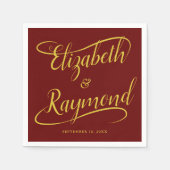 Serviette En Papier Mariage de automne Calligraphie manuscrite Élégant (Devant)