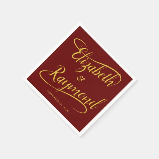 Serviette En Papier Mariage de automne Calligraphie manuscrite Élégant (Coin)