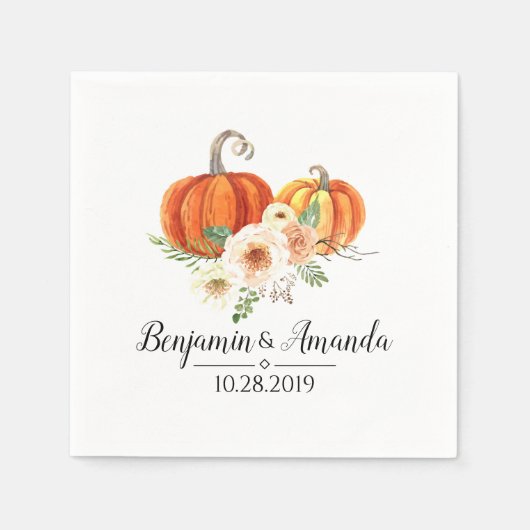 Serviette En Papier Mariage de automne Citrouille Rustica (Devant)