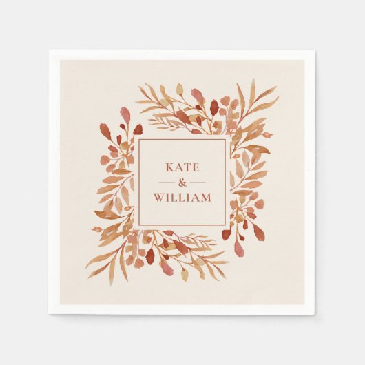 Serviette En Papier Mariage de automne d'automne de feuillage rustique (Devant)