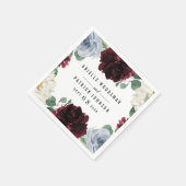 Serviette En Papier Mariage de automne de canneberge bleu et bordeaux (Coin)