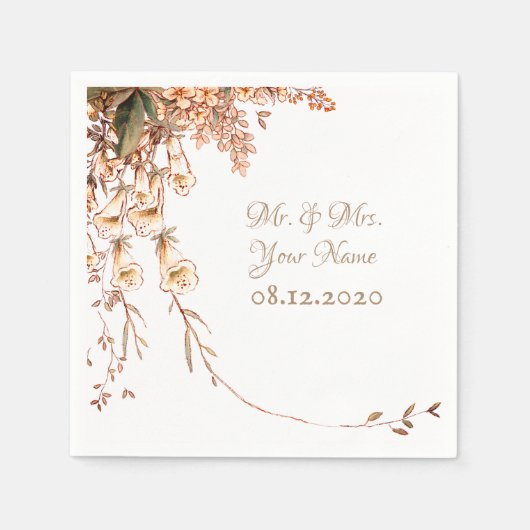 Serviette En Papier Mariage de automne élégant du script de la terre d (Devant)