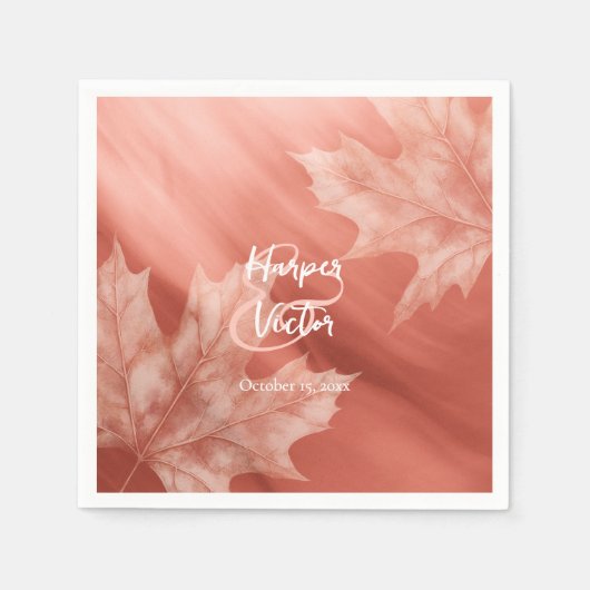 Serviette En Papier mariage de automne feuille de terre cuite (Devant)