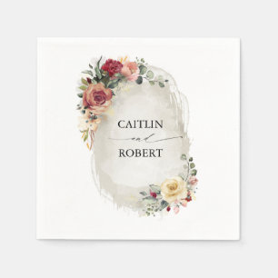Serviette En Papier Mariage de automne floral à fleurs rustiques