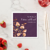 Serviette En Papier Mariage de automne floral simple violet brûlé oran (En situation)