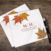 Serviette En Papier Mariage de automne Monogramme Feuilles