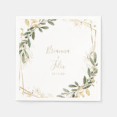 Serviette En Papier Mariage de automne Napkin Géométrique Gold Greener (Devant)