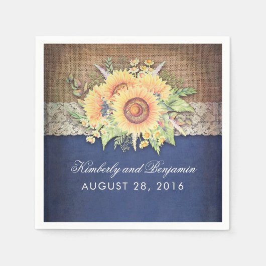 Serviette En Papier Mariage de automne rustique de la marine Burlap La (Devant)