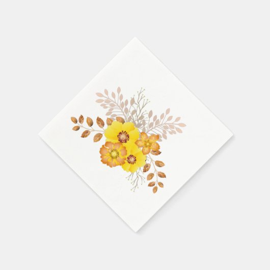 Serviette En Papier Mariage de automne rustique Roses sauvages Jaunes (Coin)
