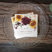 Serviette En Papier Mariage de automne Tournesol Rose Vin Bourgogne