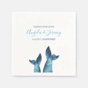 Serviette En Papier Mariage de baleine bleu aquarelle