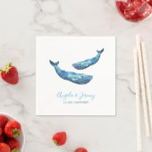 Serviette En Papier Mariage de baleine bleu aquarelle (En situation)