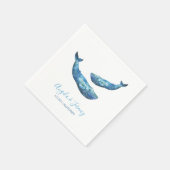 Serviette En Papier Mariage de baleine bleu aquarelle (Coin)