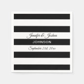 Serviette En Papier Mariage de bandes blanches noires personnalisées (Devant)