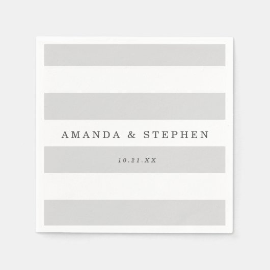 Serviette En Papier Mariage de bandes d'argent (Devant)