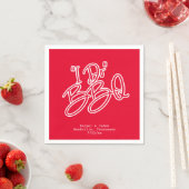 Serviette En Papier Mariage de barbecue rouge I Do (En situation)