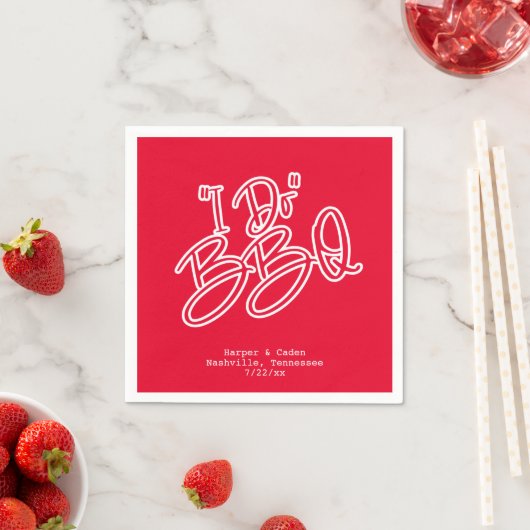 Serviette En Papier Mariage de barbecue rouge I Do (En situation)