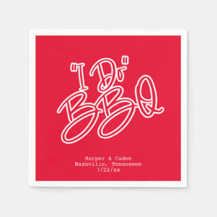 Serviette En Papier Mariage de barbecue rouge I Do