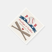 SERVIETTE EN PAPIER MARIAGE DE BASEBALL MONOGRAMMMÉ (Coin)
