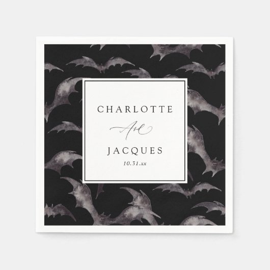 Serviette En Papier Mariage de Bats Halloween (Devant)