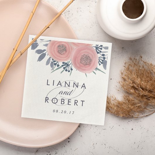Serviette En Papier Mariage de Blush Poppies