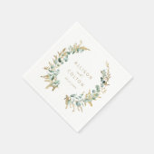 Serviette En Papier Mariage de boho d'or de l'eucalyptus rustique (Coin)