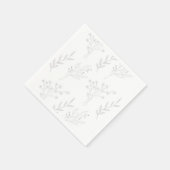 Serviette En Papier Mariage de Boho Floral Corner Argent (Coin)