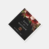 Serviette En Papier Mariage de Boho Floral de Bourgogne noire (Coin)