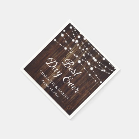 Serviette En Papier Mariage de bois rustique (Coin)