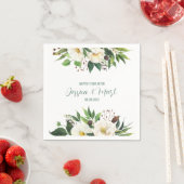 Serviette En Papier Mariage de bordure en fleurs blanches (En situation)