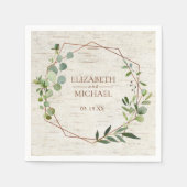 Serviette En Papier Mariage de bouleau Eucalyptus géométrique en cuivr (Devant)