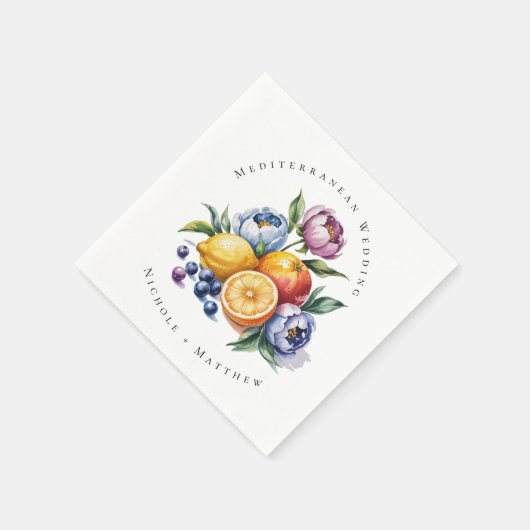 Serviette En Papier Mariage de bouquet Citrus méditerranéen (Coin)