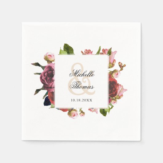 Serviette En Papier Mariage de bouquet rose (Devant)