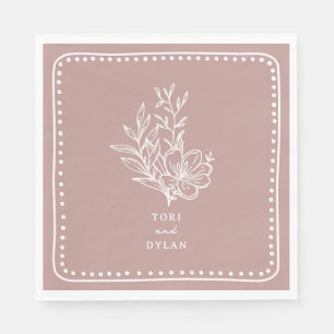 Serviette En Papier Mariage de bouquet rose floral
