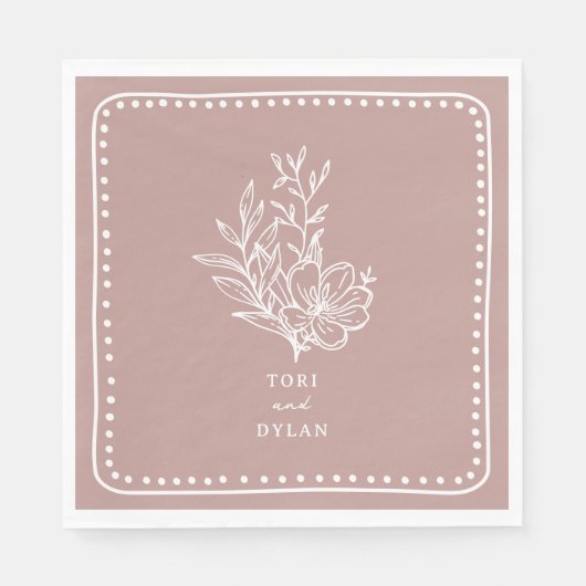 Serviette En Papier Mariage de bouquet rose floral (Devant)