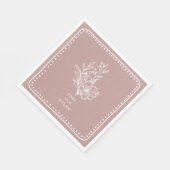 Serviette En Papier Mariage de bouquet rose floral (Coin)