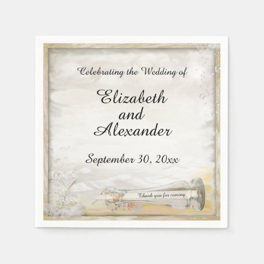 Serviette En Papier Mariage de bouteille de plage papier personnalisé  (Devant)