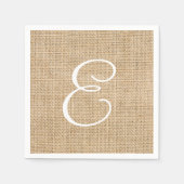 Serviette En Papier Mariage de Burlap rustique Monogramme simple (Devant)
