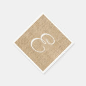Serviette En Papier Mariage de Burlap rustique Monogramme simple (Coin)