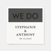 Serviette En Papier Mariage de BW moderne audacieux "We Do" | Nettoyer (Devant)