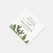 Serviette En Papier Mariage de cactus aquarelle | Script Boho Greenery (Coin)
