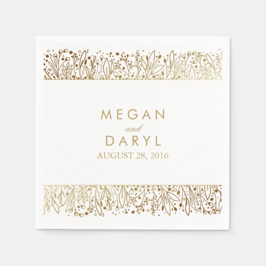 Serviette En Papier Mariage de cadre doré fleuri pour bébé (Devant)