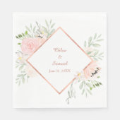 Serviette En Papier Mariage de cadre Floral Rose (Devant)