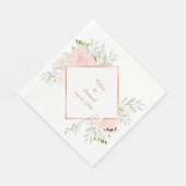Serviette En Papier Mariage de cadre Floral Rose (Coin)