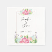 Serviette En Papier Mariage de cadre Floral rose moderne (Devant)