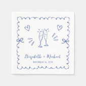 Serviette En Papier Mariage de cadre tendance bleu vague (Devant)